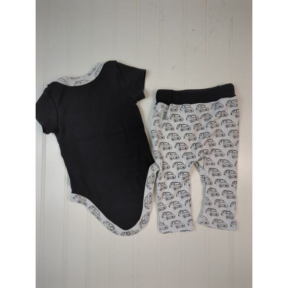Finn by Finn + Emma Pants Onesie Outfit Black White 0-3M - Picture 4 of 6